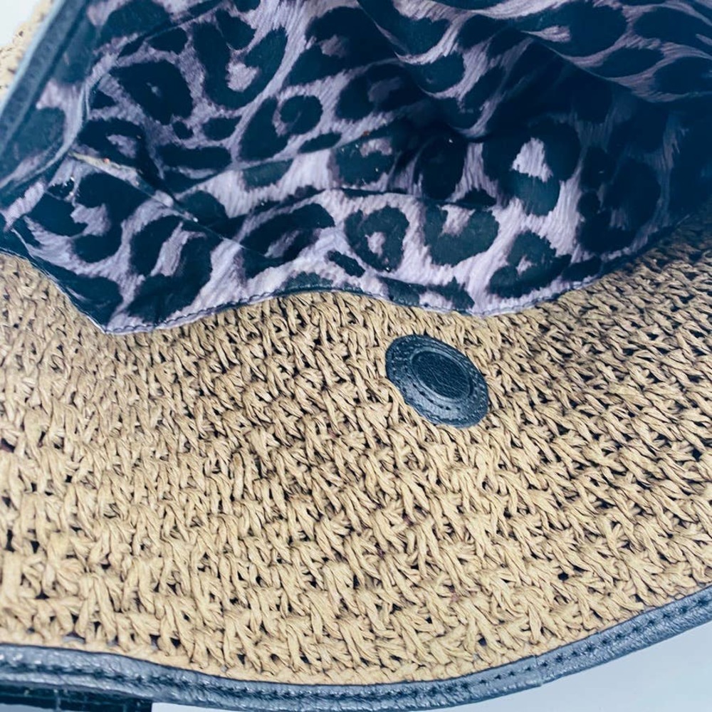 Brighton Brown Black Woven Straw and Leather Messenger Shoulder Bag - Picture 8 of 11